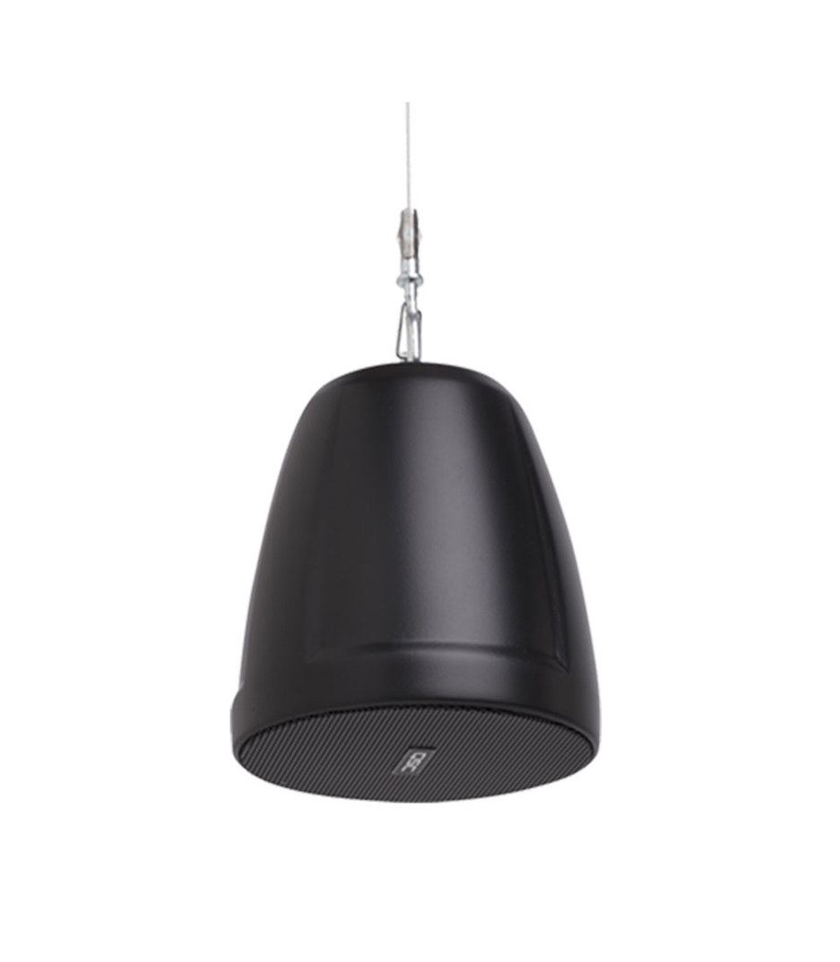 6.5 Dual voicecoil pendant subwoofer provides Highpass output for up to four 4 satellite speakers 70100V transformer with 4 bypass includes cable and fasteners for suspended installation. Color Black.