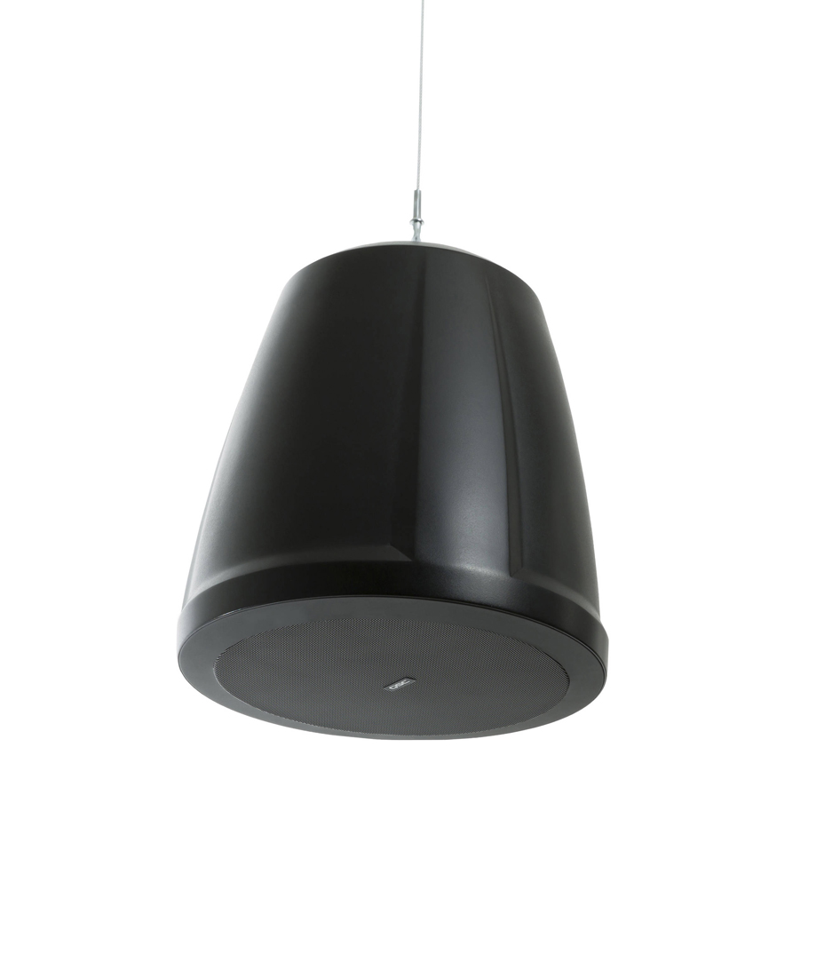 6.5 Twoway pendant speaker 70100V transformer with 16 bypass 135 conical DMT coverage Includes cable and fastener for suspended Installation. Color Black.
