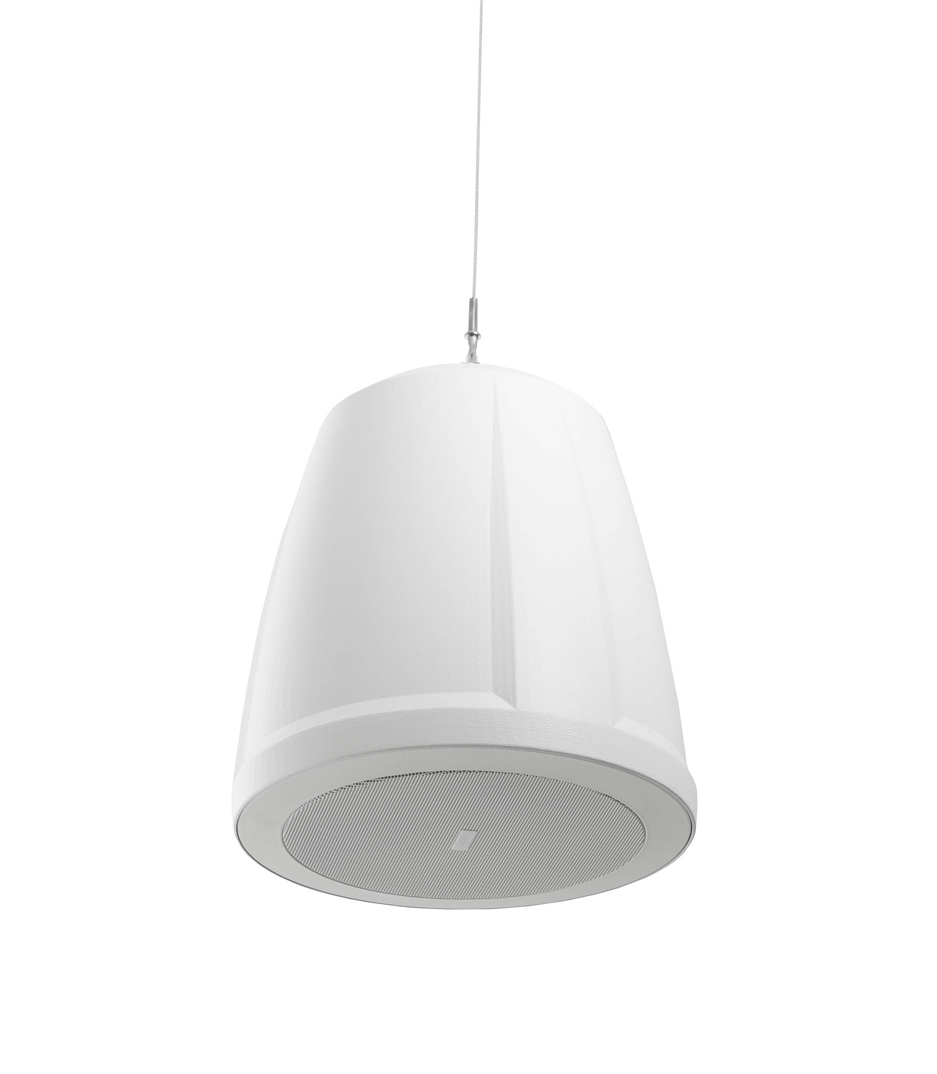 6.5 Twoway pendant speaker 70100V transformer with 16 bypass 135 conical DMT coverage Includes cable and fastener for suspended Installation. Color White.