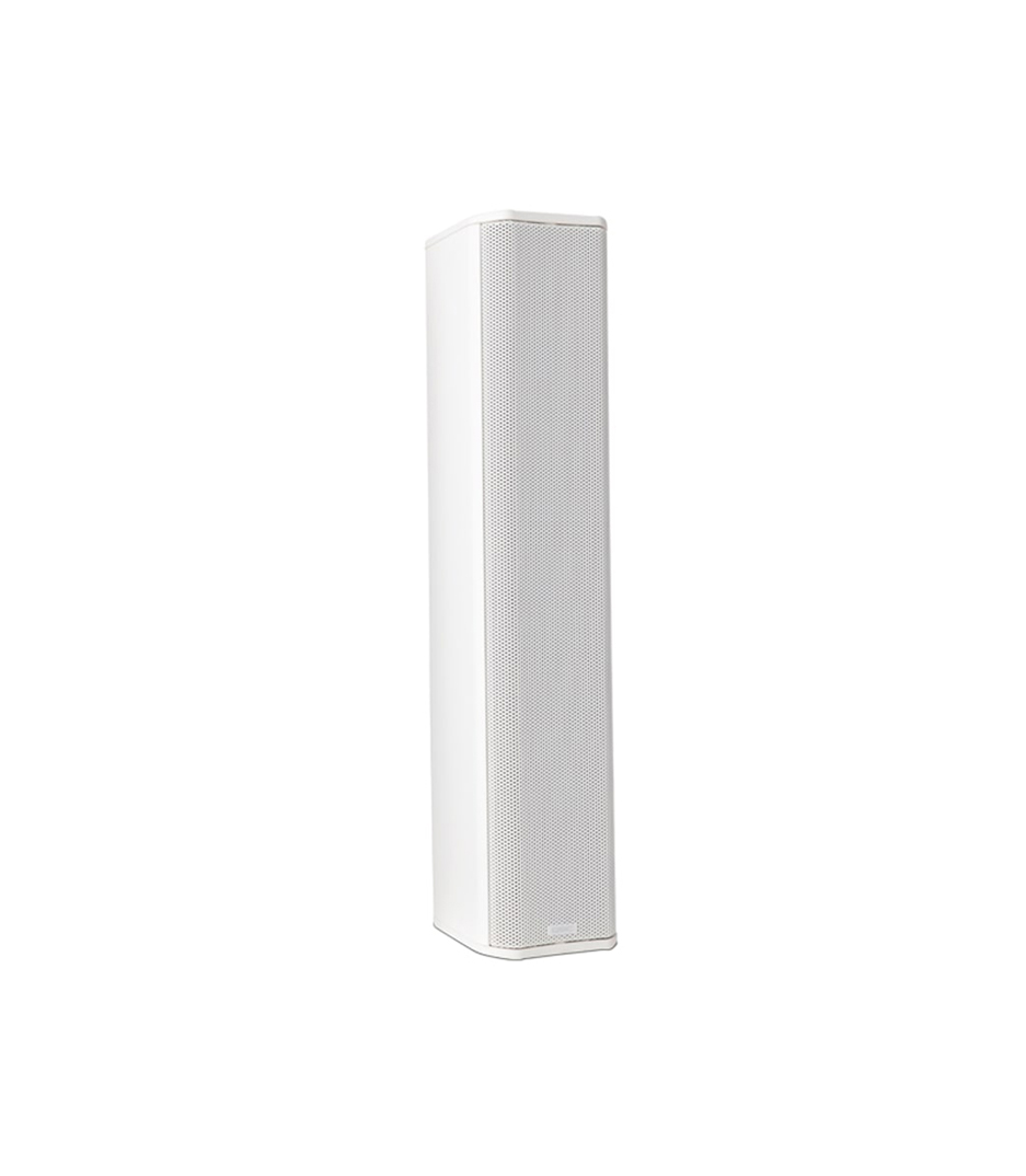 2.75 Fullrange x8 element column surface speaker 70100V transformer with 8 bypass 160 horizontal x 20 vertical coverage includes pantilt wall mount and input weather input cover. Color White.
